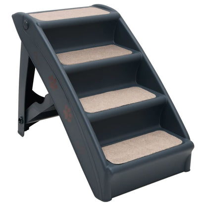 vidaXL Dog Stair Dark Grey Polypropylene Medium Collapsible Dog Stair