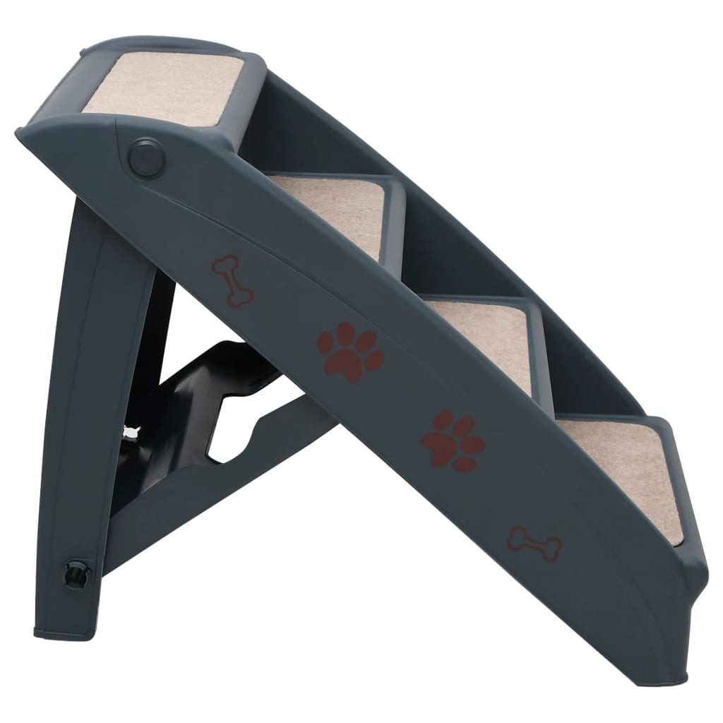 vidaXL Dog Stair Dark Grey Polypropylene Medium Collapsible Dog Stair