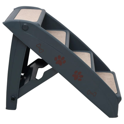 vidaXL Dog Stair Dark Grey Polypropylene Medium Collapsible Dog Stair