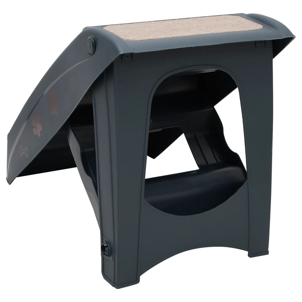 vidaXL Dog Stair Dark Grey Polypropylene Medium Collapsible Dog Stair