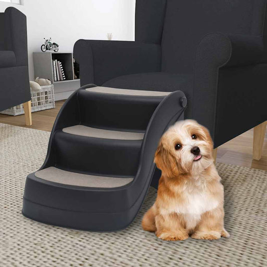 Dog Stair | Black | Polypropylene | 3-step | Foldable | Dog Stair
