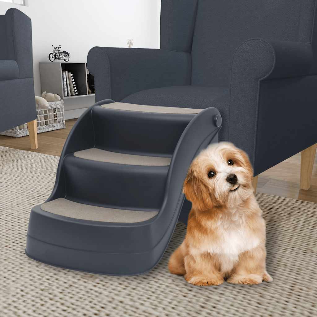 Dog Stair | Dark grey | PP (polypropylene), felt | Foldable | Dog Stairs