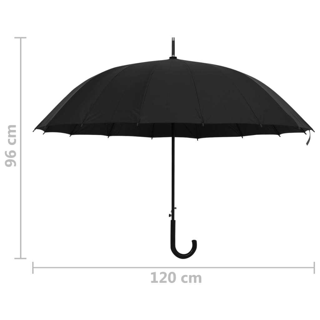 Umbrella | Black | 190T PG fabric, metal pole, fiberglass ribs | Medium