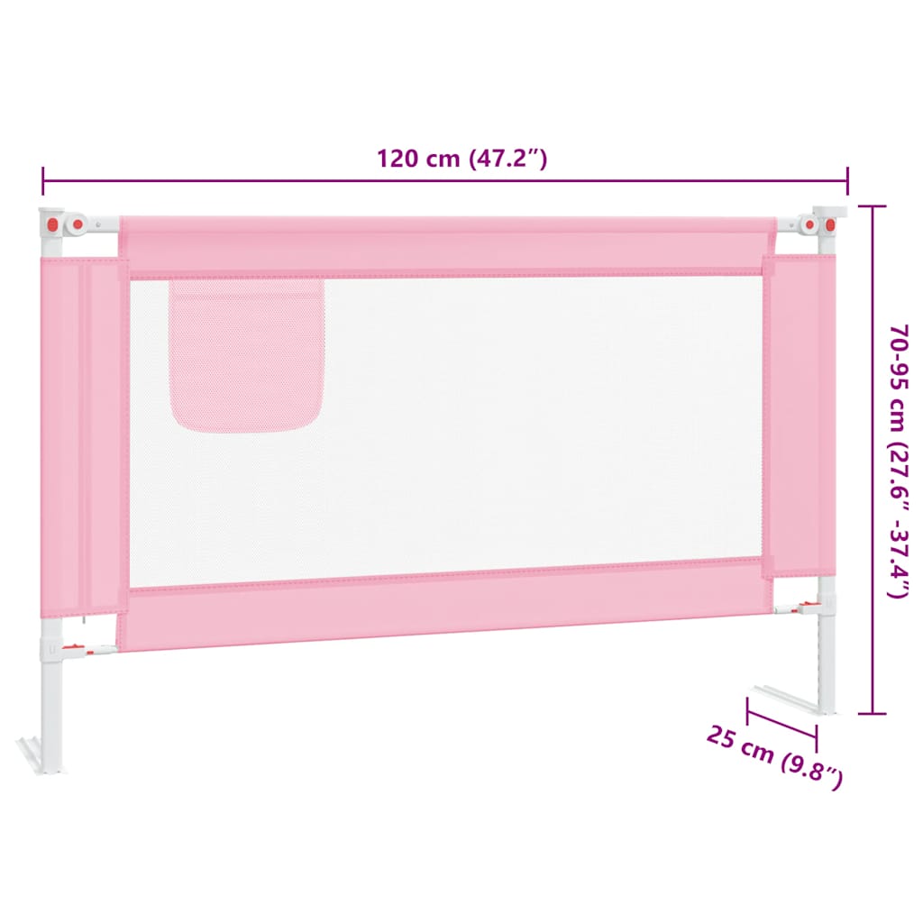 Toddler Safety Bed Rail Pink 120x25 cm Fabric