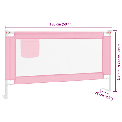 Toddler Safety Bed Rail Pink 150x25 cm Fabric