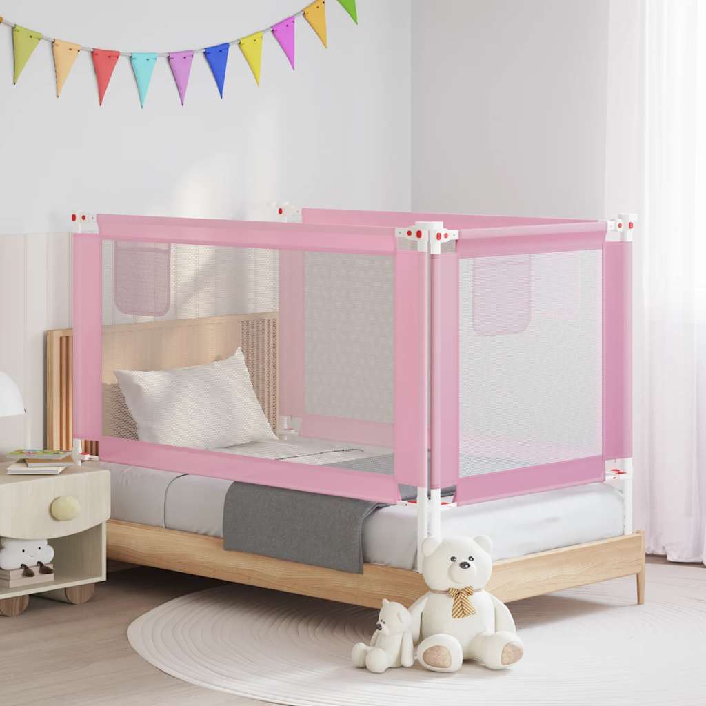 Toddler Safety Bed Rail Pink 150x25 cm Fabric