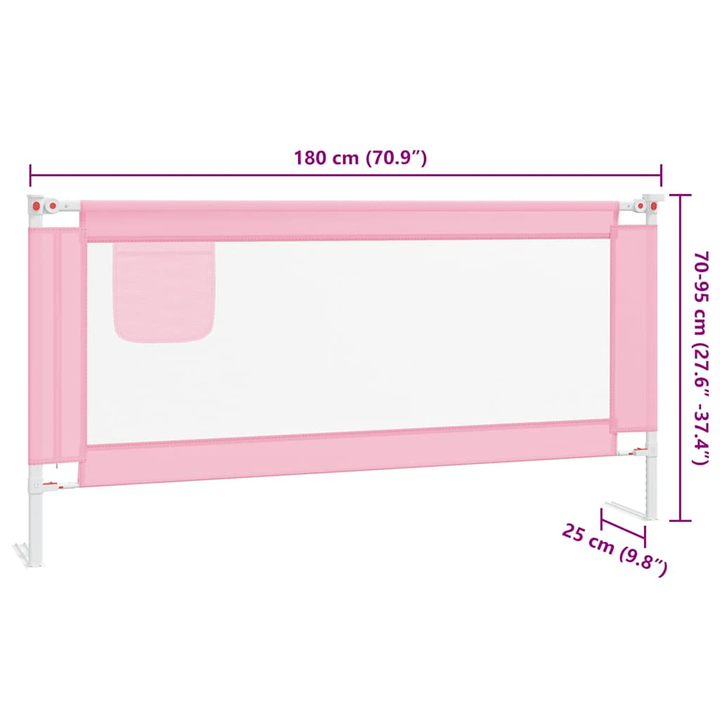 Toddler Safety Bed Rail Pink 180x25 cm Fabric