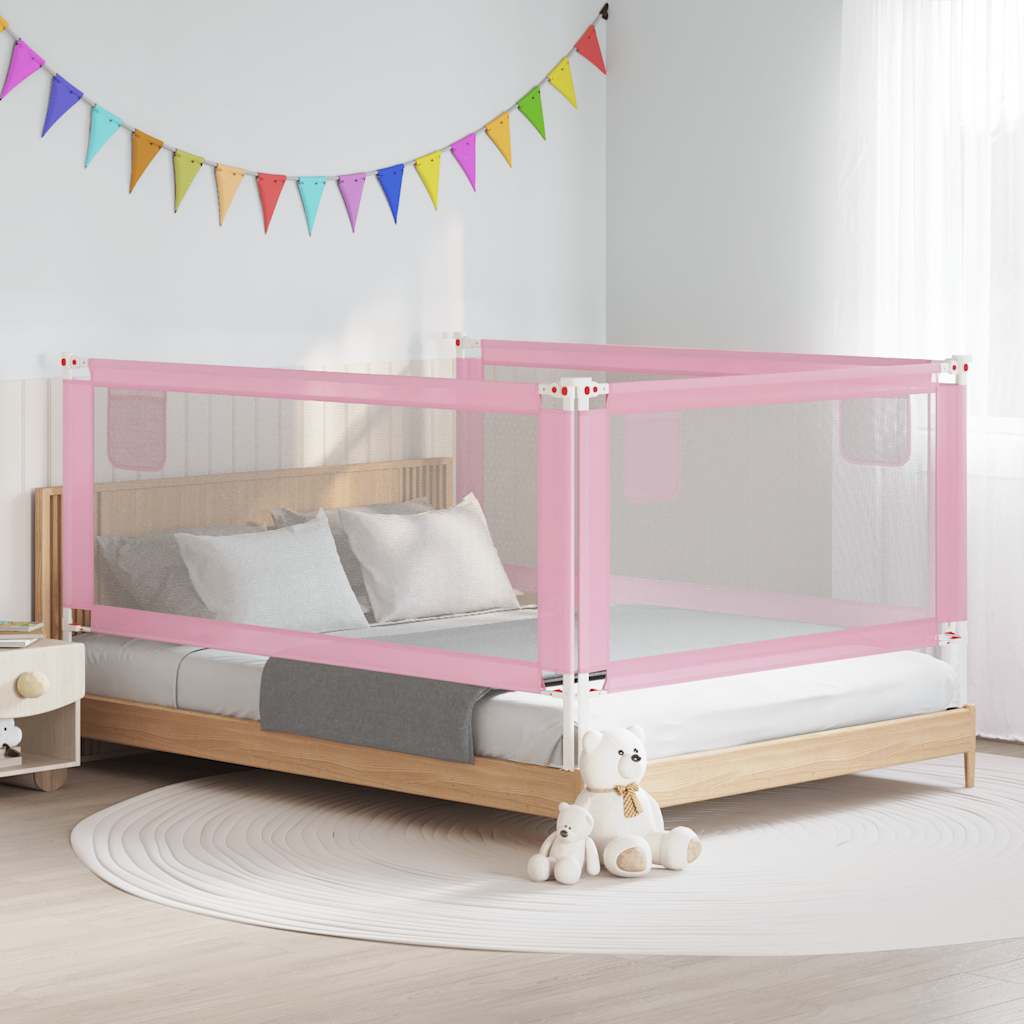 Toddler Safety Bed Rail Pink 200x25 cm Fabric