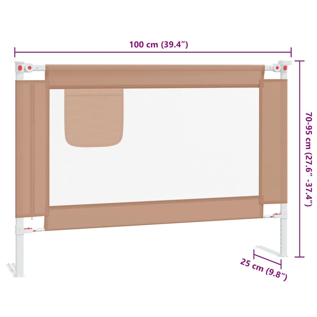 Toddler Safety Bed Rail Taupe 100x25 cm Fabric