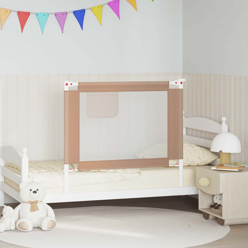 Toddler Safety Bed Rail Taupe 100x25 cm Fabric