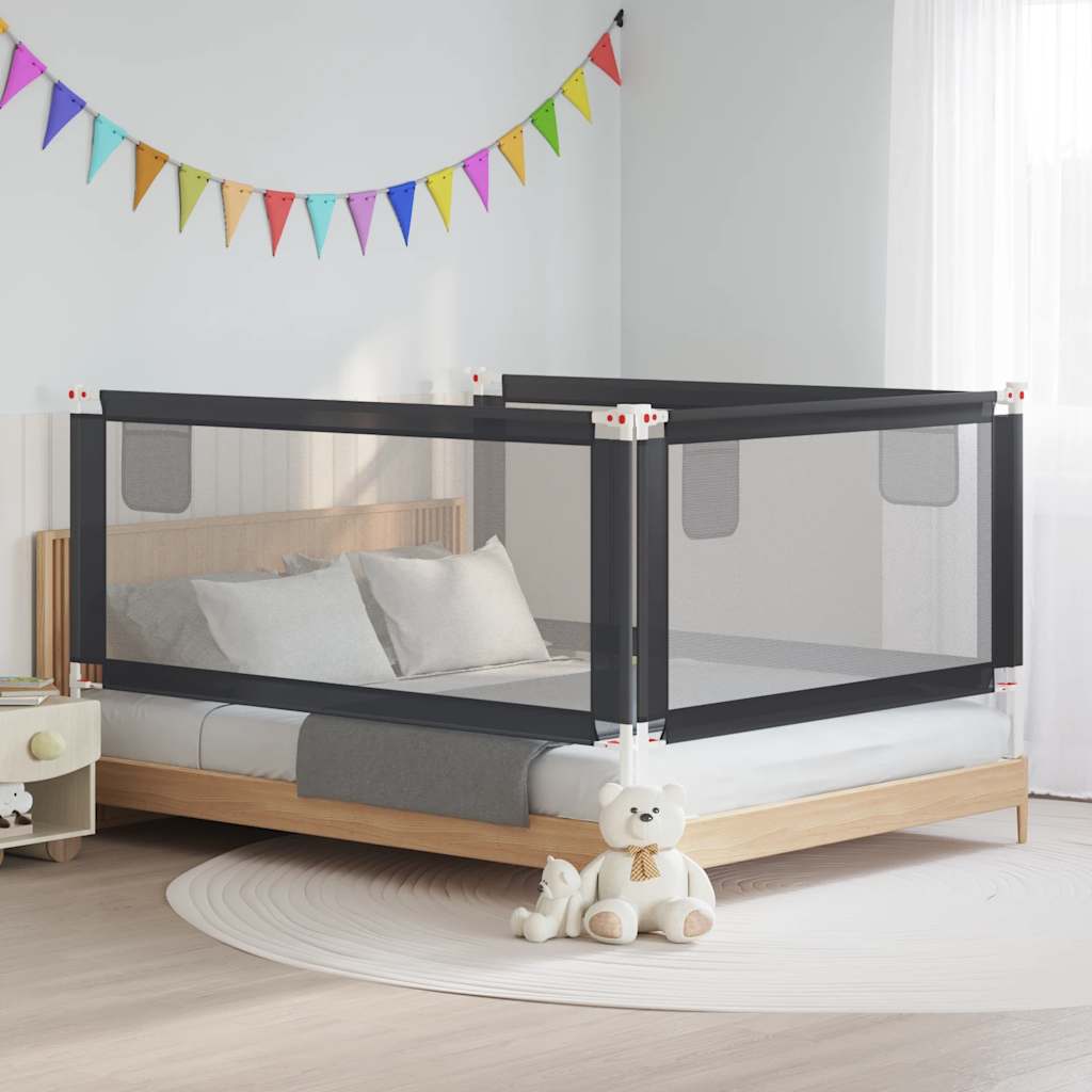 Toddler Safety Bed Rail Dark Grey 190x25 cm Fabric