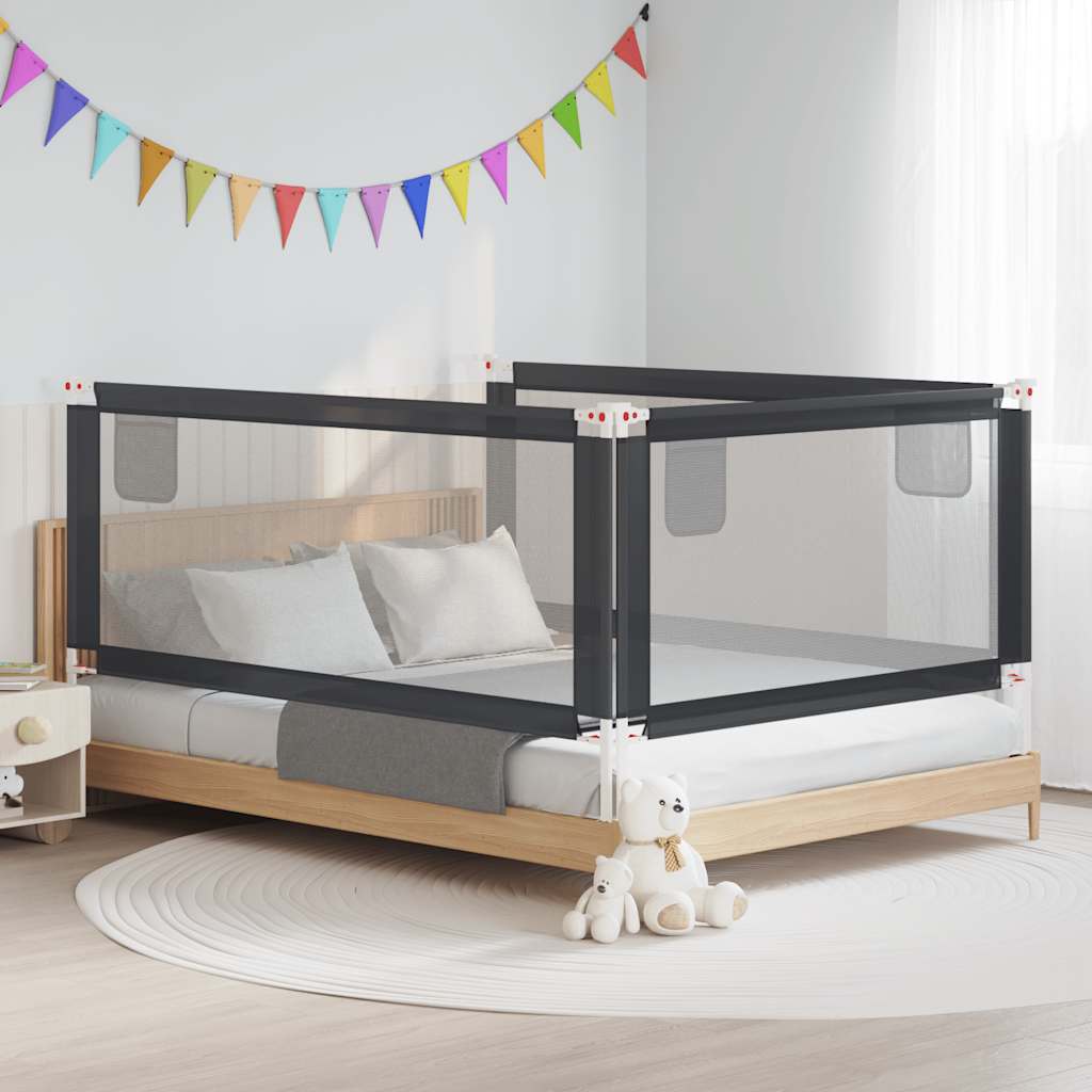 Toddler Safety Bed Rail Dark Grey 200x25 cm Fabric