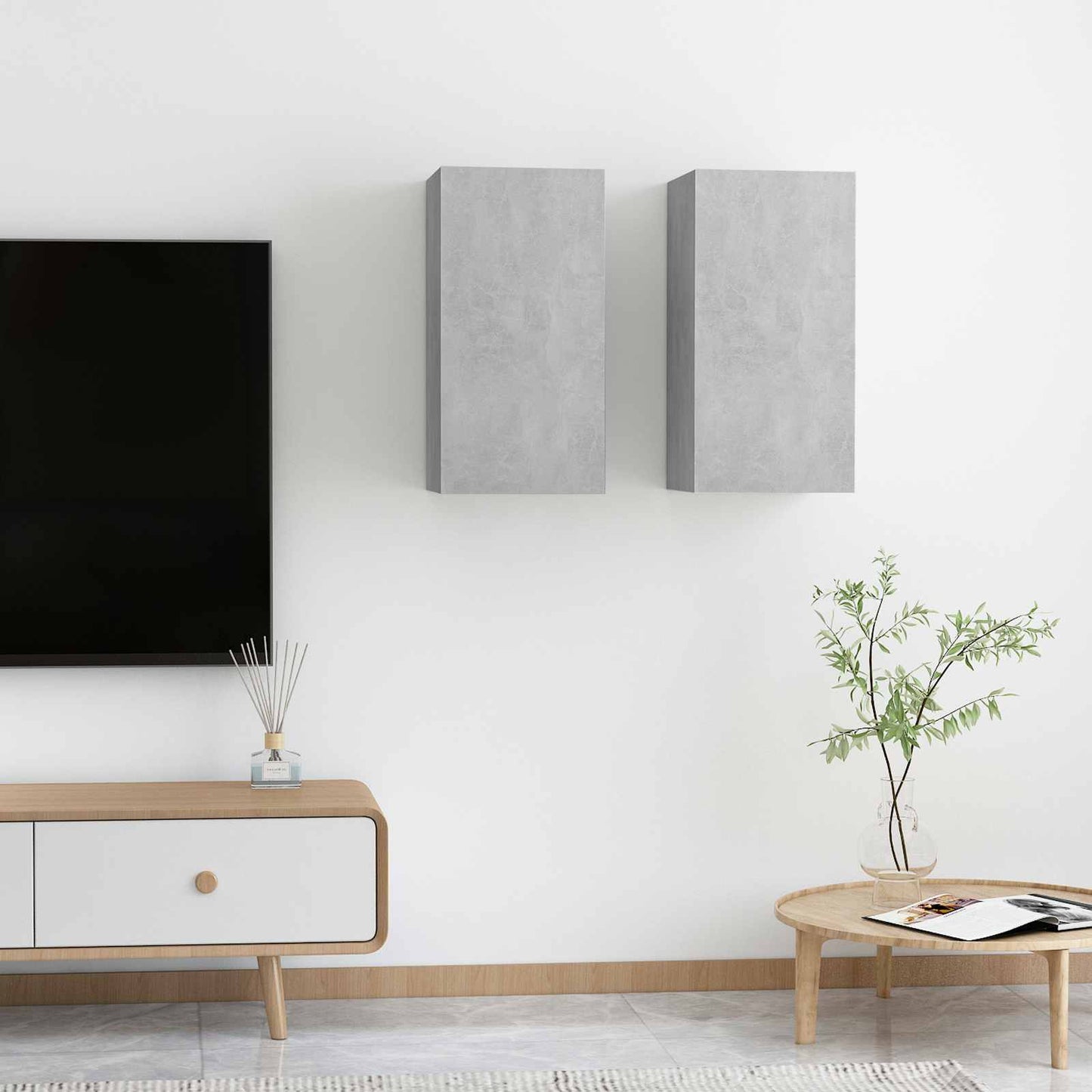2 Piece TV Cabinet Set Concrete Grey 30,5x30x60 cm Engineered Wood