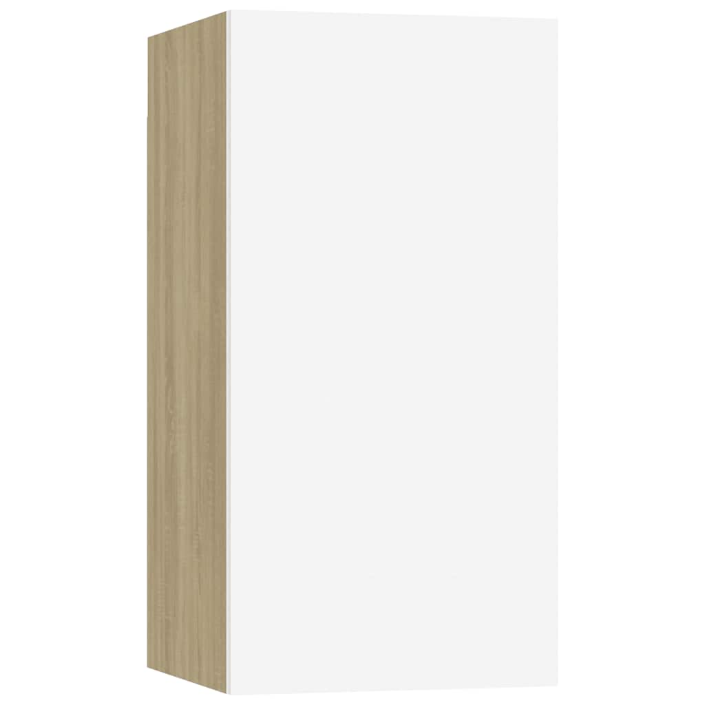 TV Cabinet White and Sonoma Oak 30.5x30x60 cm Engineered Wood