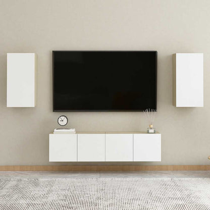TV Cabinet White and Sonoma Oak 30.5x30x60 cm Engineered Wood