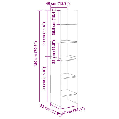 Book Cabinet White 40x35x180 cm Engineered Wood