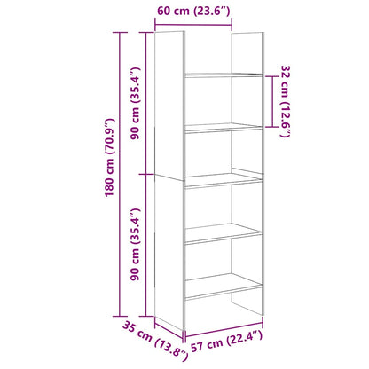 Book Cabinet White 60x35x180 cm Engineered Wood