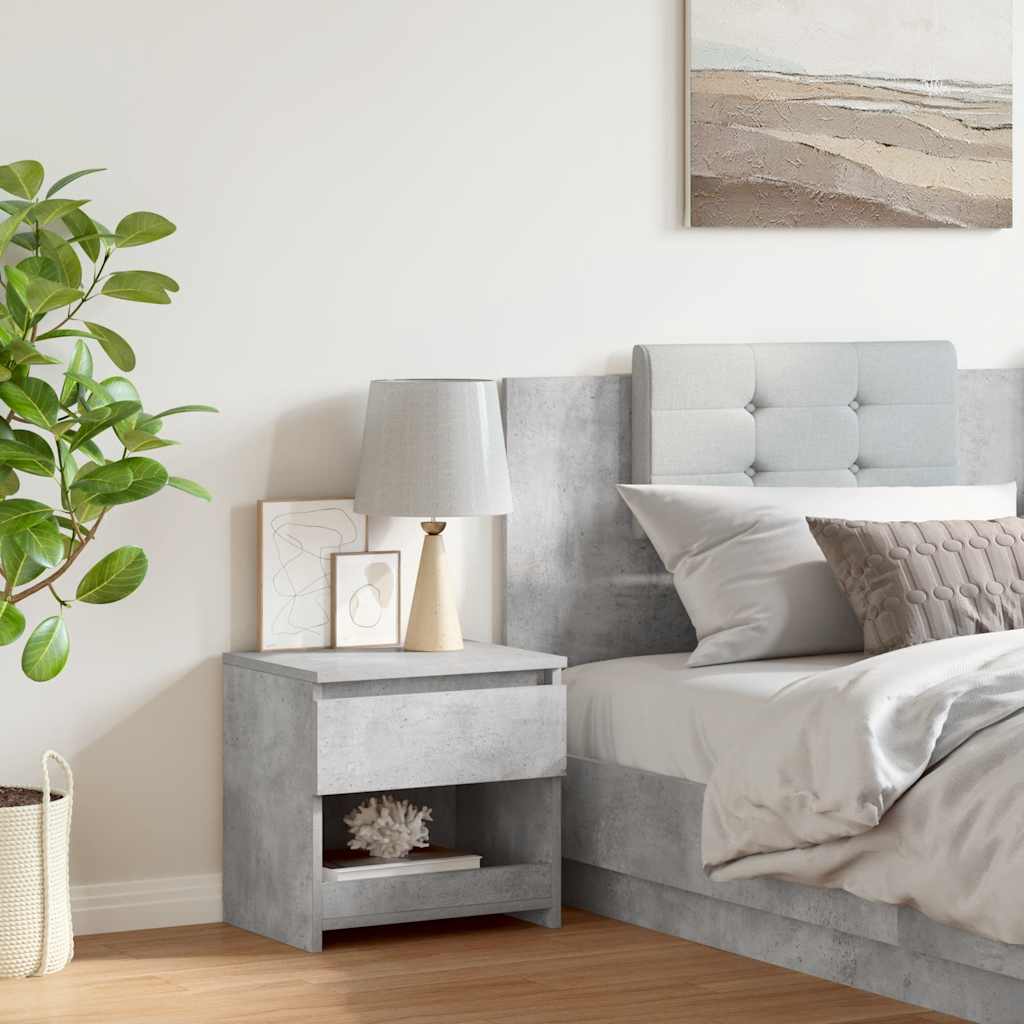 Bedside Cabinet Concrete Grey 40x30x39 cm Engineered Wood