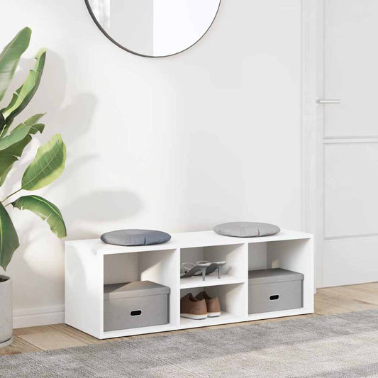 Shoe Storage Bench White 102x35x35 cm Engineered Wood