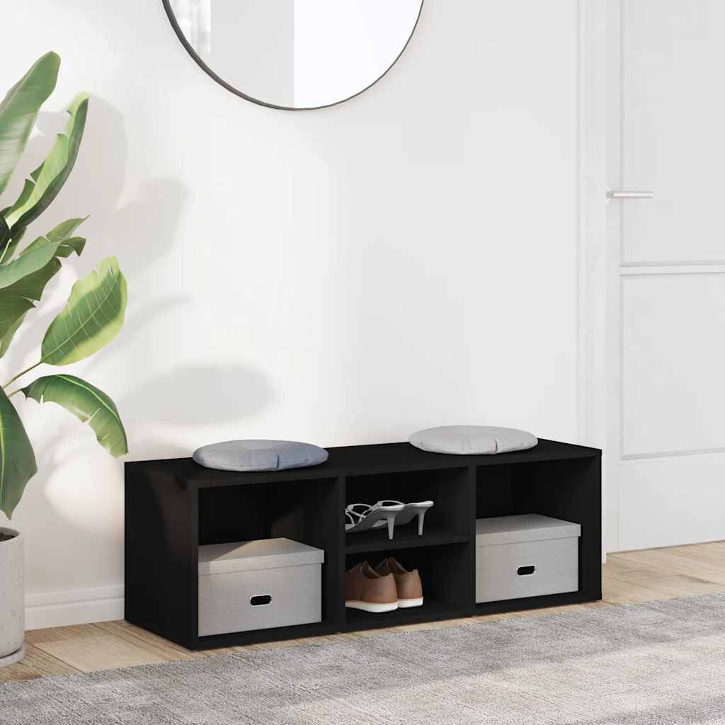 Shoe Storage Bench | Black | Engineered Wood | Medium