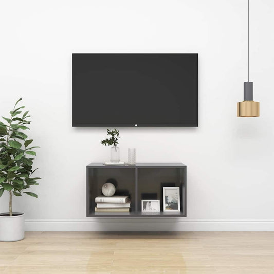 TV Cabinet | High gloss grey | Engineered wood | Medium | TV Cabinet