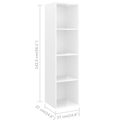 Wall-mounted TV Cabinet High Gloss White 37x37x142.5 cm Engineered Wood