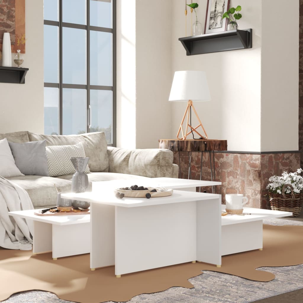 Coffee Table | Set of 2 | White | Chipboard | Coffee Table | Rectangular