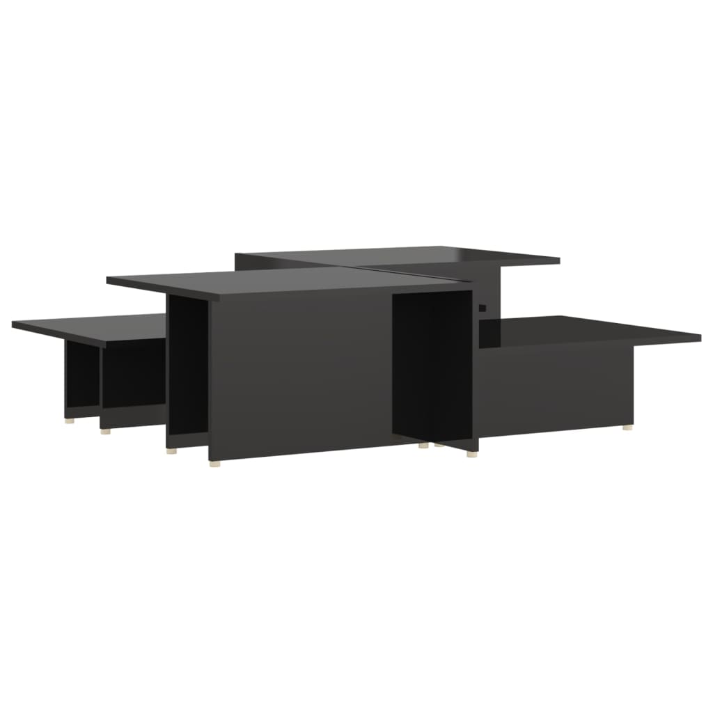 Coffee Table | Set of 2 | High gloss black | Chipboard | Rectangular