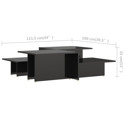 Coffee Table | Set of 2 | High gloss black | Chipboard | Rectangular