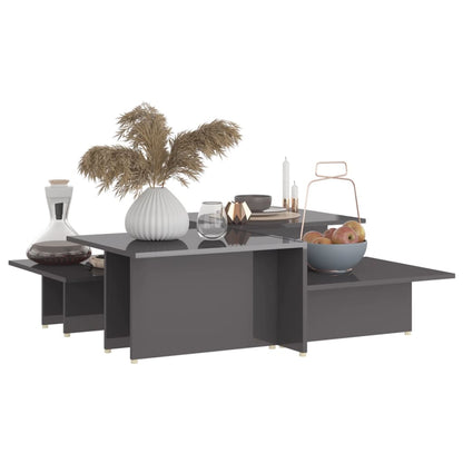 Coffee Table | Set of 2 | High gloss grey | Chipboard | 111.5x50x33 cm