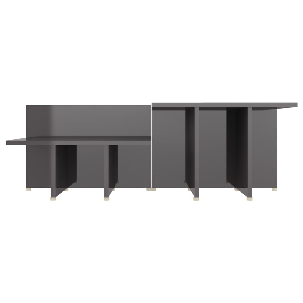 Coffee Table | Set of 2 | High gloss grey | Chipboard | 111.5x50x33 cm
