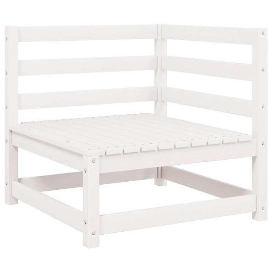 Garden Corner Sofa White Solid Wood Pine