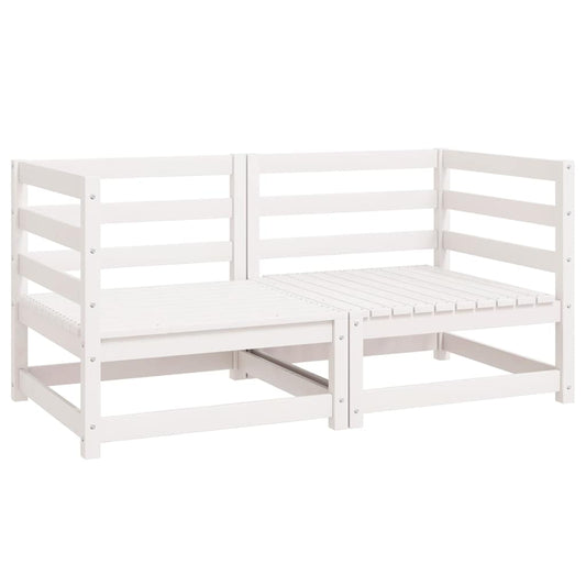 Garden Corner Sofas 2 pcs White Solid Wood Pine