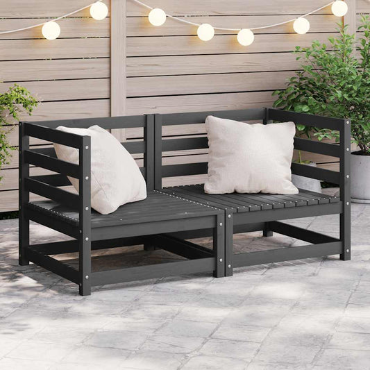 Garden Corner Sofas 2 pcs Grey Solid Wood Pine