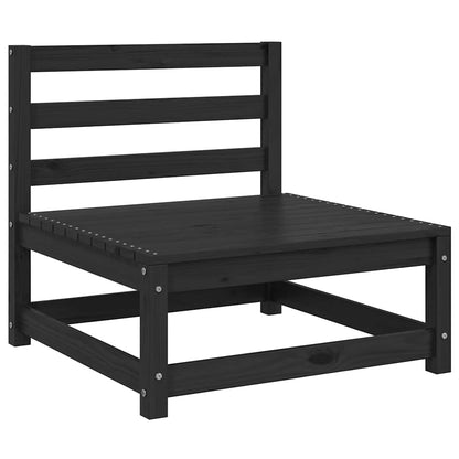 3 Piece Garden Lounge Set Black Solid Wood Pine