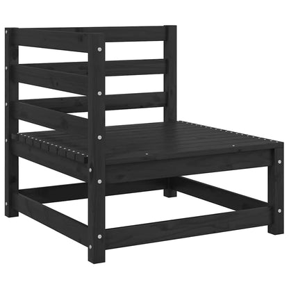 3 Piece Garden Lounge Set Black Solid Pinewood