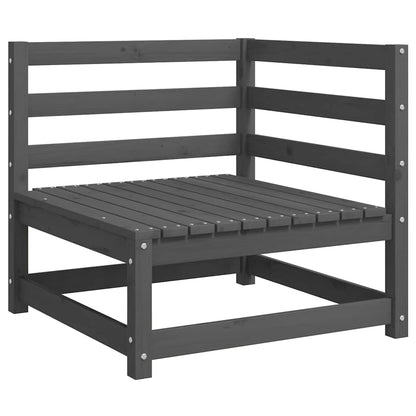 2-Seater Sofa Grey Solid pine wood, fabric (100% polyester)