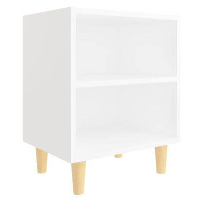 805780 vidaXL Bed Cabinets with Solid Wood Legs 2 pcs White 40x30x50 cm