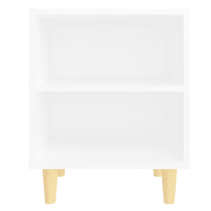 805780 vidaXL Bed Cabinets with Solid Wood Legs 2 pcs White 40x30x50 cm