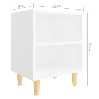 805780 vidaXL Bed Cabinets with Solid Wood Legs 2 pcs White 40x30x50 cm