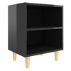 Bed Cabinet with Solid Wood Legs High Gloss Black 40x30x50cm
