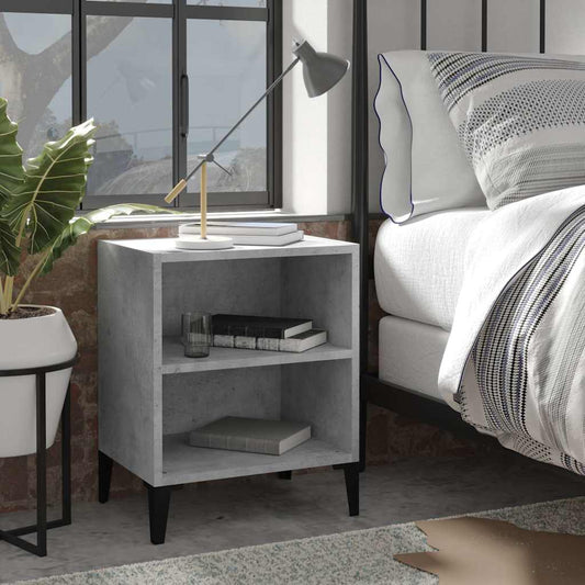 Bed Cabinet with Metal Legs Concrete Grey 40x30x50 cm