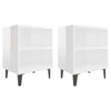 Bed Cabinets with Metal Legs 2 pcs High Gloss White 40x30x50 cm