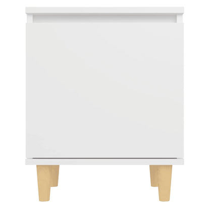 Bed Cabinets with Solid Wood Legs 2 pcs White 40x30x50 cm