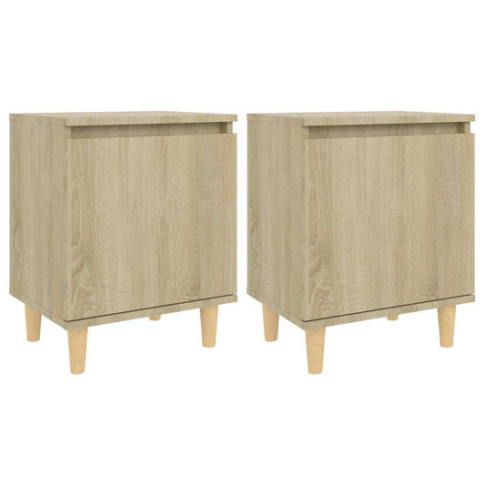 805822 vidaXL Bed Cabinets with Solid Wood Legs 2 pcs Sonoma Oak 40x30x50 cm