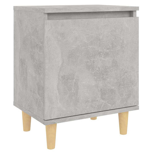 805823 vidaXL Bed Cabinet with Solid Wood Legs Concrete Grey 40x30x50 cm