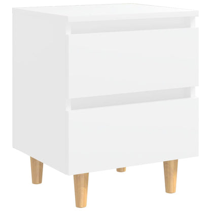 Bed Cabinet with Solid Pinewood Legs White 40x35x50 cm