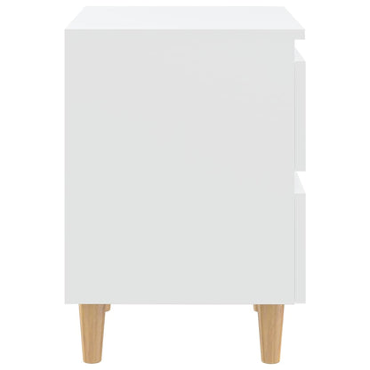 Bed Cabinet with Solid Pinewood Legs White 40x35x50 cm