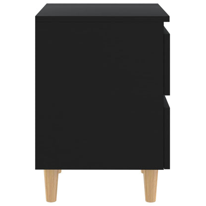 Bed Cabinets with Solid Pinewood Legs 2 pcs Black 40x35x50 cm