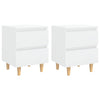 Bed Cabinets & Pinewood Legs 2 pcs High Gloss White 40x35x50cm